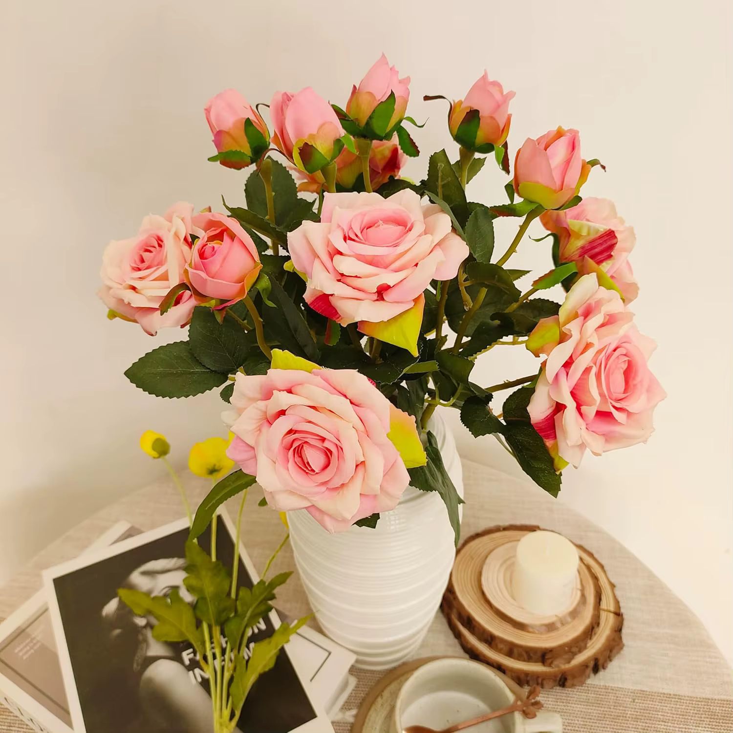 Fleurs artificielles, grandes Roses en soie
