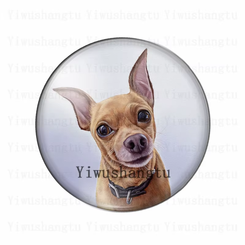 Cabochon animal tête de chien mignon 12mm/20mm/25mm/30mm photo ronde cabochon en verre démo dos plat résultats de fabrication
