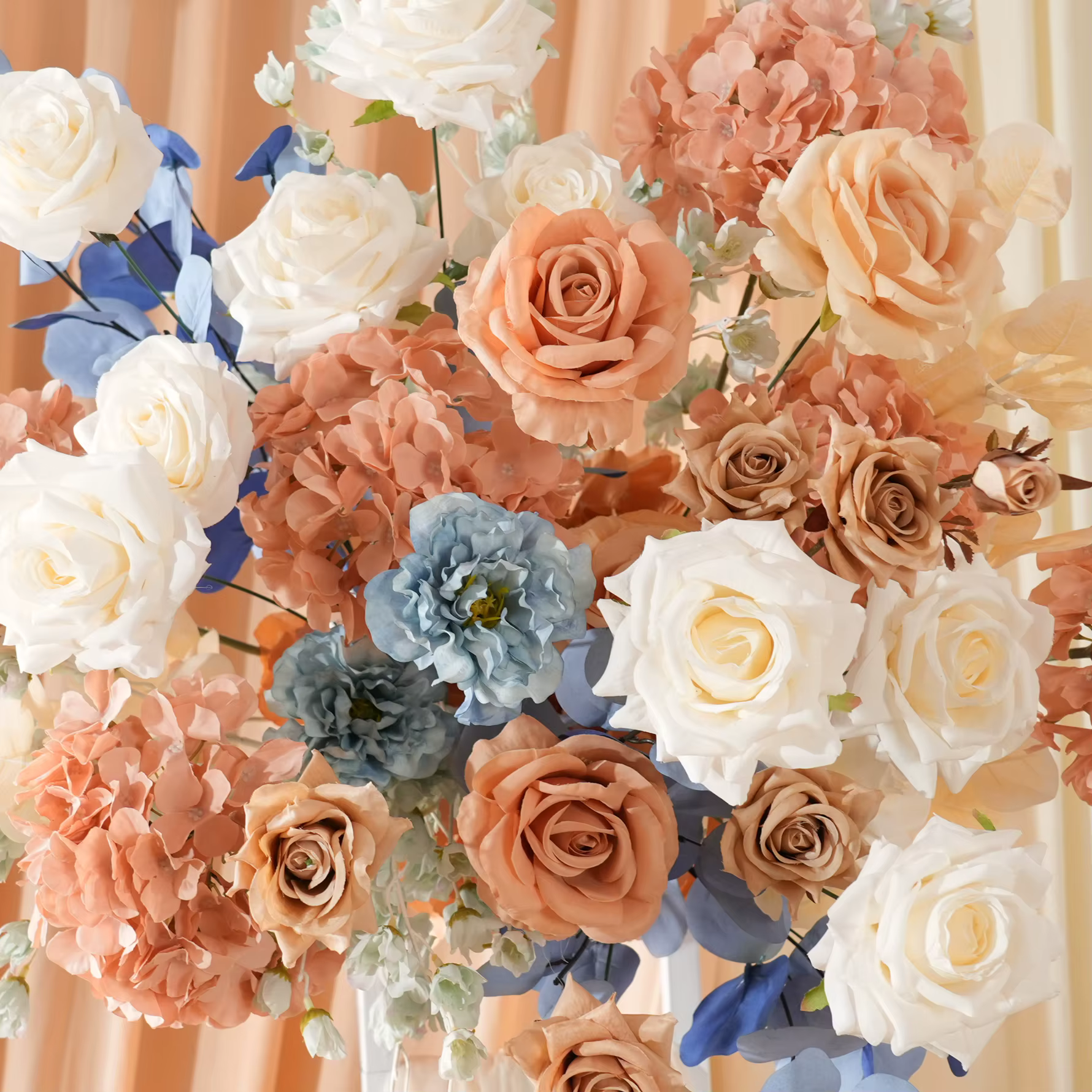 Angela Flower A9048 Arrangement Floral suspendu bleu Orange pour toile de fond de mariage passerelle allée sol fleur rangée fenêtre affichage