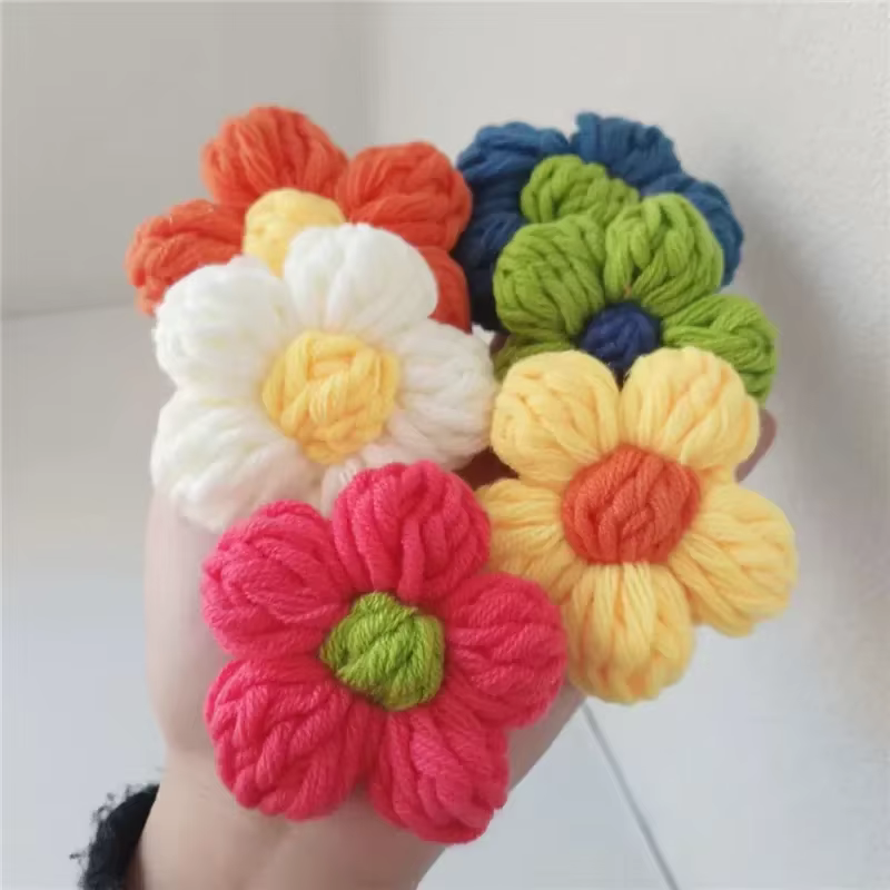 Ornement de bouquet de fleurs en fil crocheté