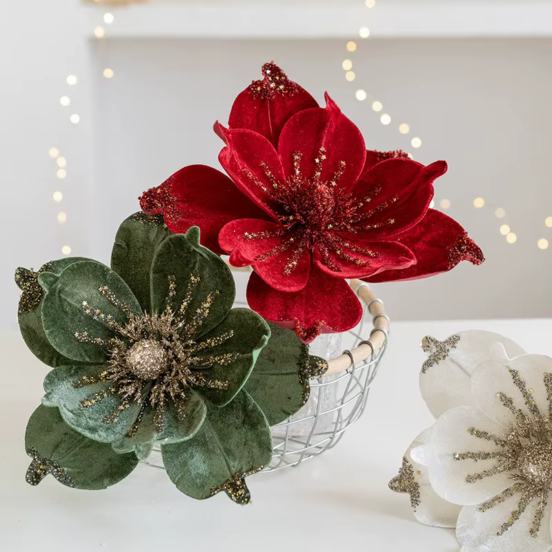 1 pièce de noël Poinsettia paillettes fleur arbre