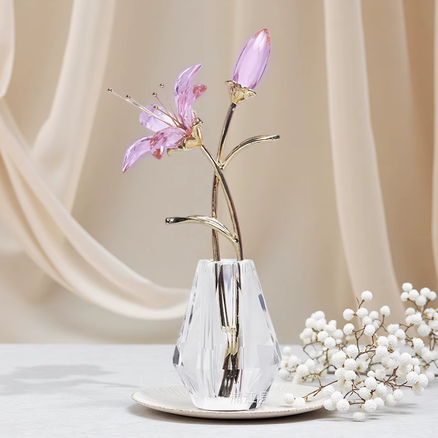 Ornement de fleur en cristal de luxe léger