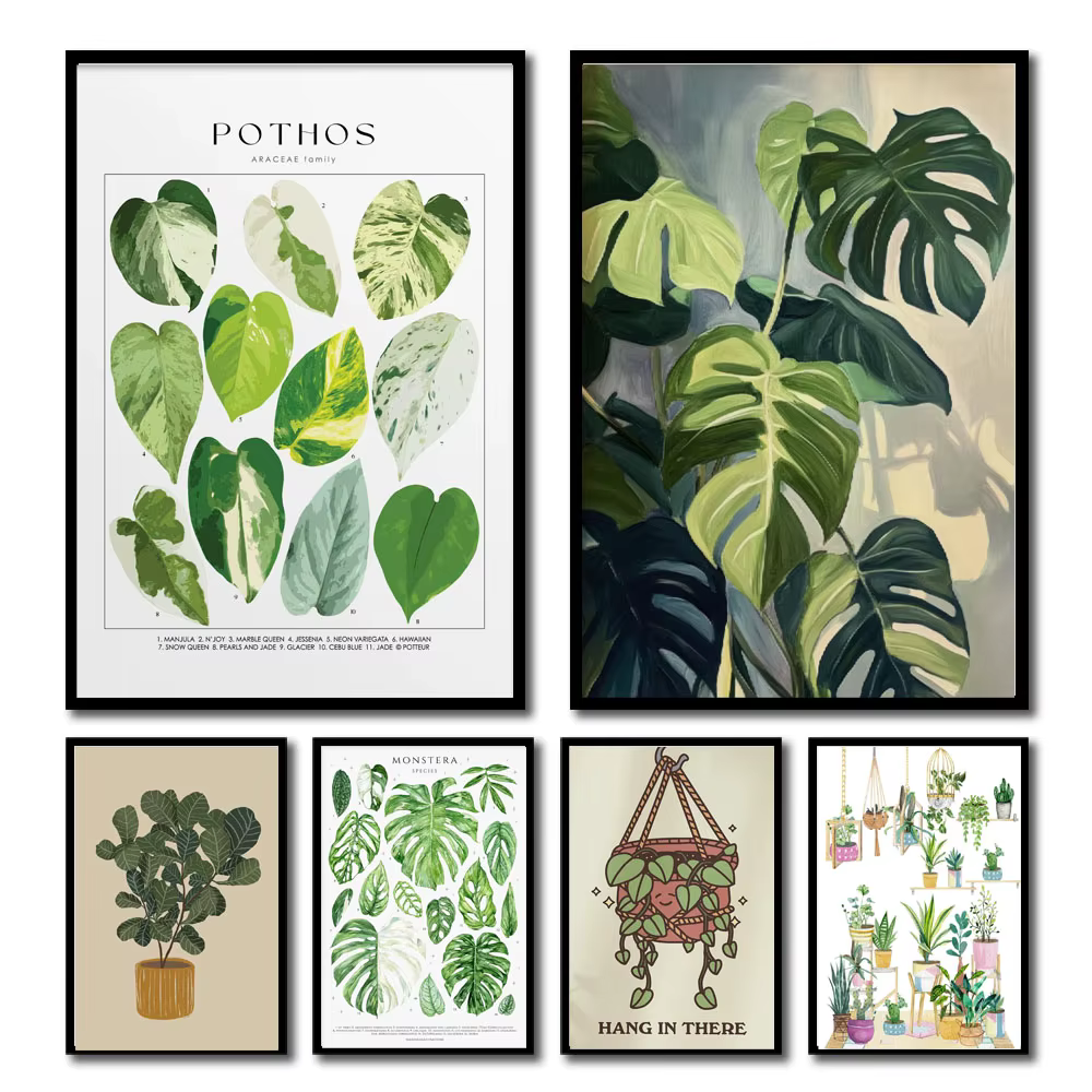 Impression d'art sur toile de feuilles botaniques vertes