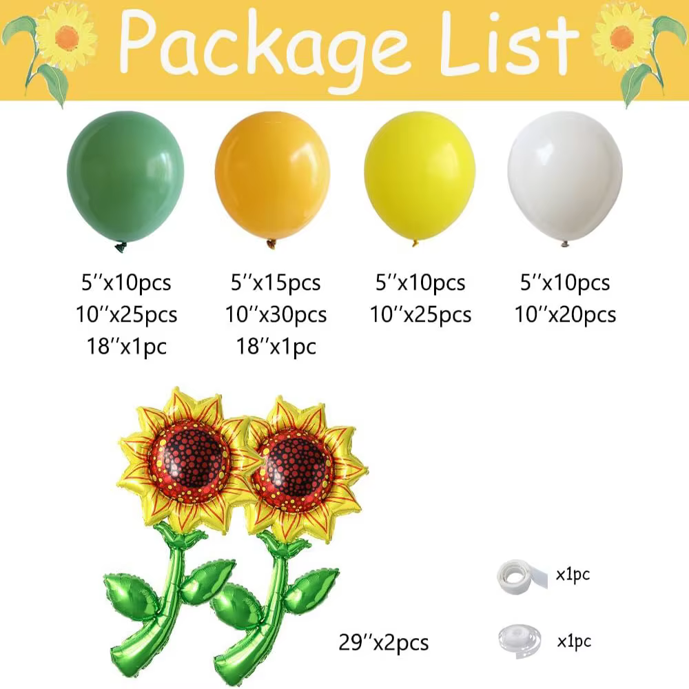 Kit d'arc de ballon de sérénité de tournesol