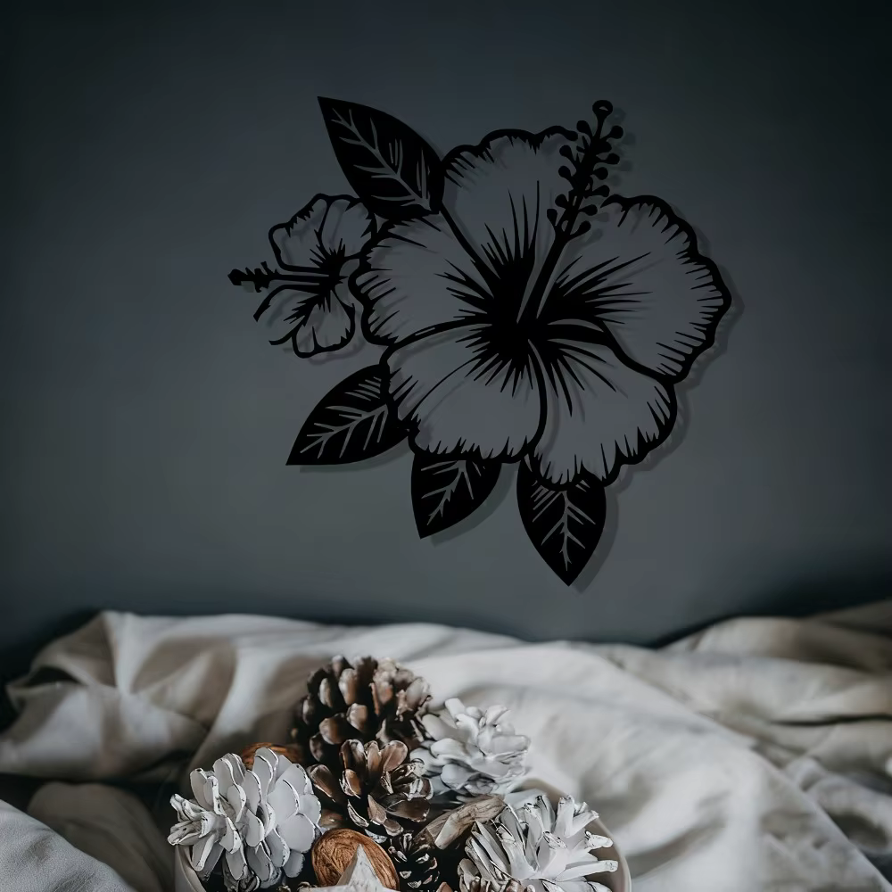1 pièce d'art mural en métal Hibiscus