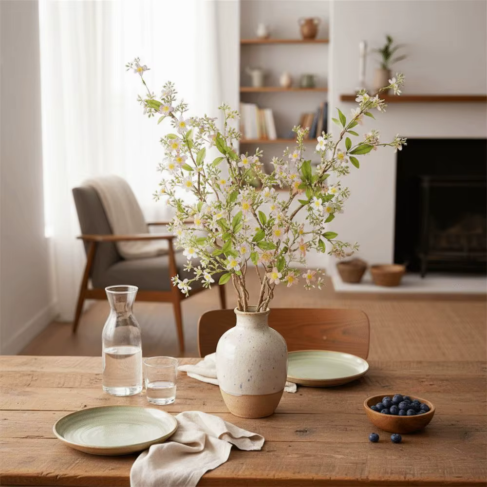 Petites Branches de Chrysanthèmes Sauvages Artificiels Réalistes en Soie Écologique