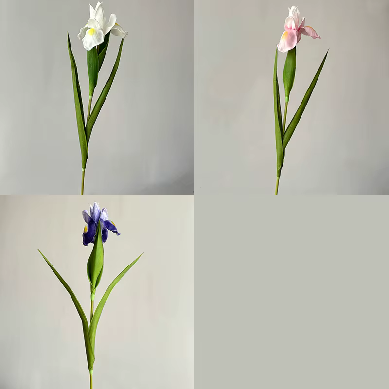 22.8 Inch Artificial Iris Flower Real Touch PU Faux Flowers for Home Decor Elegant Floral Arrangement