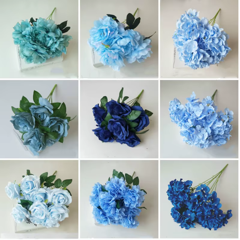 Roses artificielles série bleue