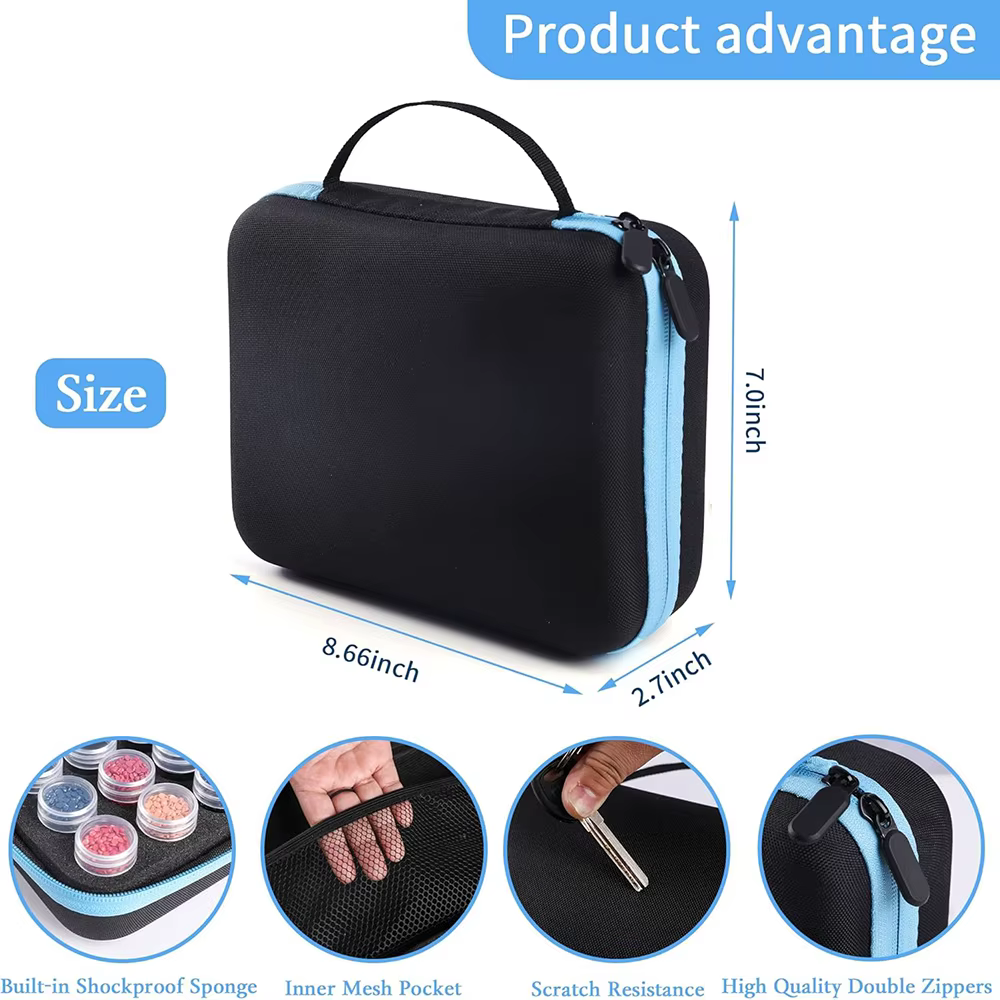 Kit de rangement pour accessoires de peinture diamant, valise avec 30 pots, bouteilles de rangement, sac, stylos, plateaux et ensemble d'outils, mallette organisatrice d'accessoires d'art