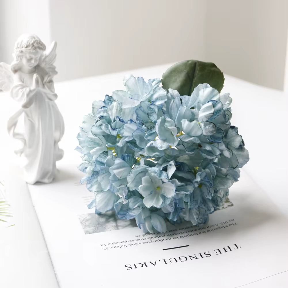 Superbes Fleurs Artificielles en Soie Hortensia à Bords Brûlés – 10 Couleurs – Décoration DIY – Bouquet d'Hortensias – Fournitures pour Festivals