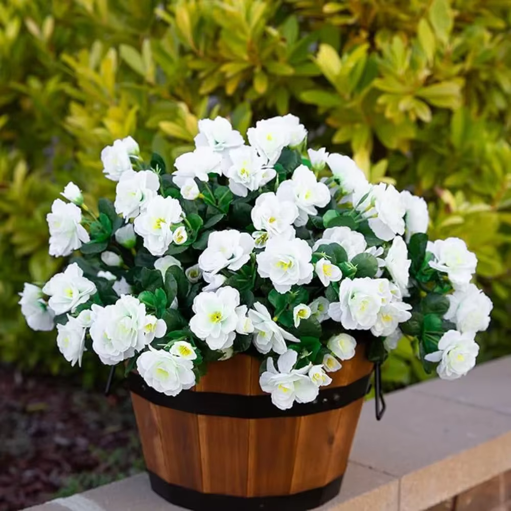 2 pièces/1 ensemble extérieur automne artificiel rouge azalée haute qualité fleurs buissons résistant aux UV décor