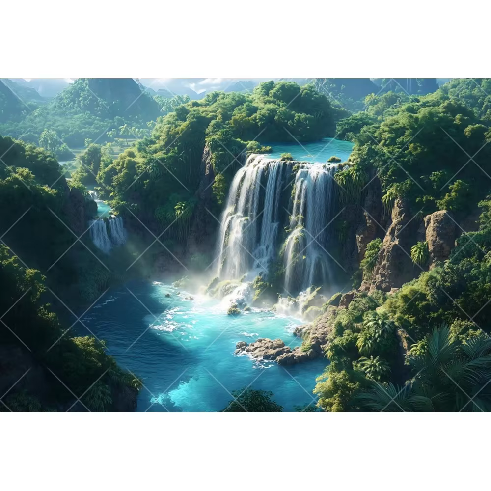 Jungle tropicale cascade paysage fond photographie forêt verte