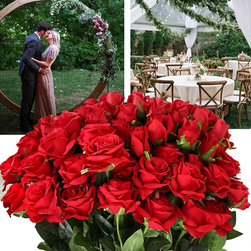 Fleurs artificielles Soie Rose Festival Décor À La Maison Bonsaï Chambre De Mariage Couronne De Mariée Bouquet En Plein Air Cour Garden Party Bricolage GiftBox