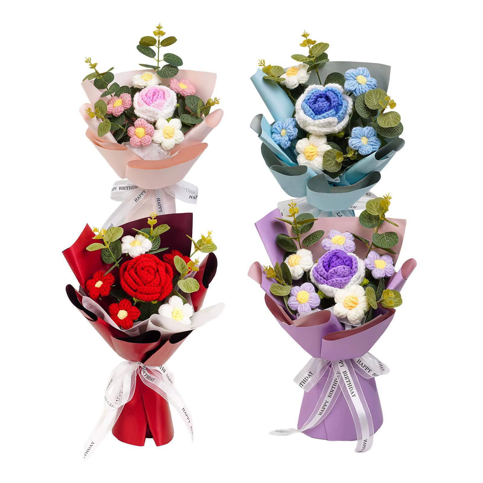 Bouquet de Fleurs Artificielles au Crochet