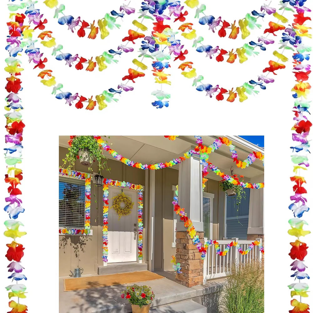 Guirlande de fleurs tropicales Lei multicolores