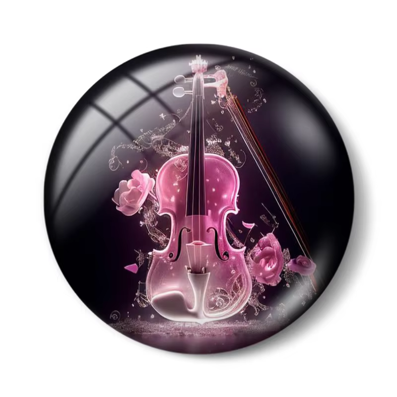 Cabochons en Verre pour Bijoux, Photo Ronde, Interconnexion, Vintage, Violon Rose, 12mm, 25mm, 10 Pp12