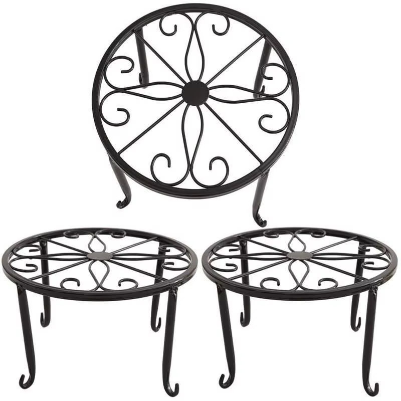 Supports de plantes en fer avec soucoupe