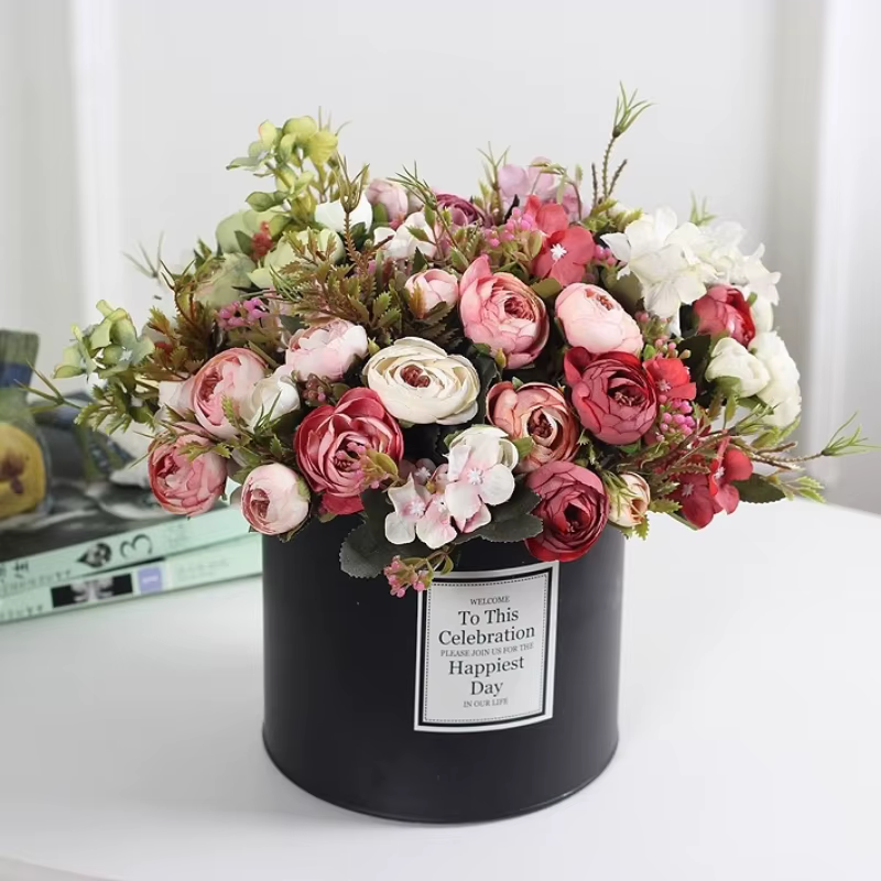 InjTea-Bouquet de roses artificielles vintage