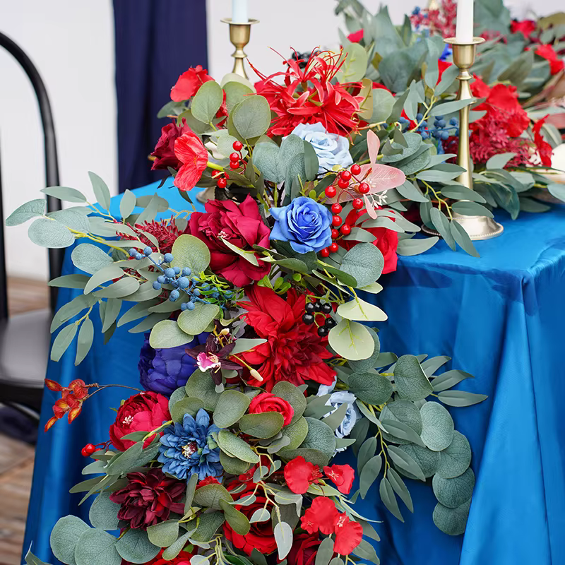 Plantes rouges et bleues