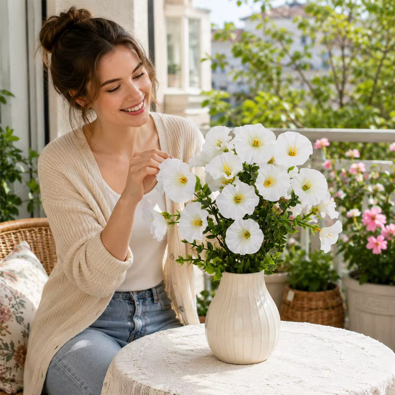 Fleurs artificielles en tissu de soie