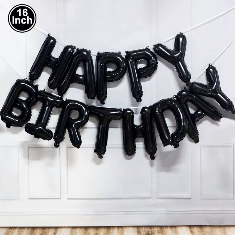 Ballons de décoration joyeux anniversaire, rose, bleu, noir, or, rouge, ensemble de ballons en aluminium avec lettres colorées, fournitures de bannière de décoration pour fête d'anniversaire
