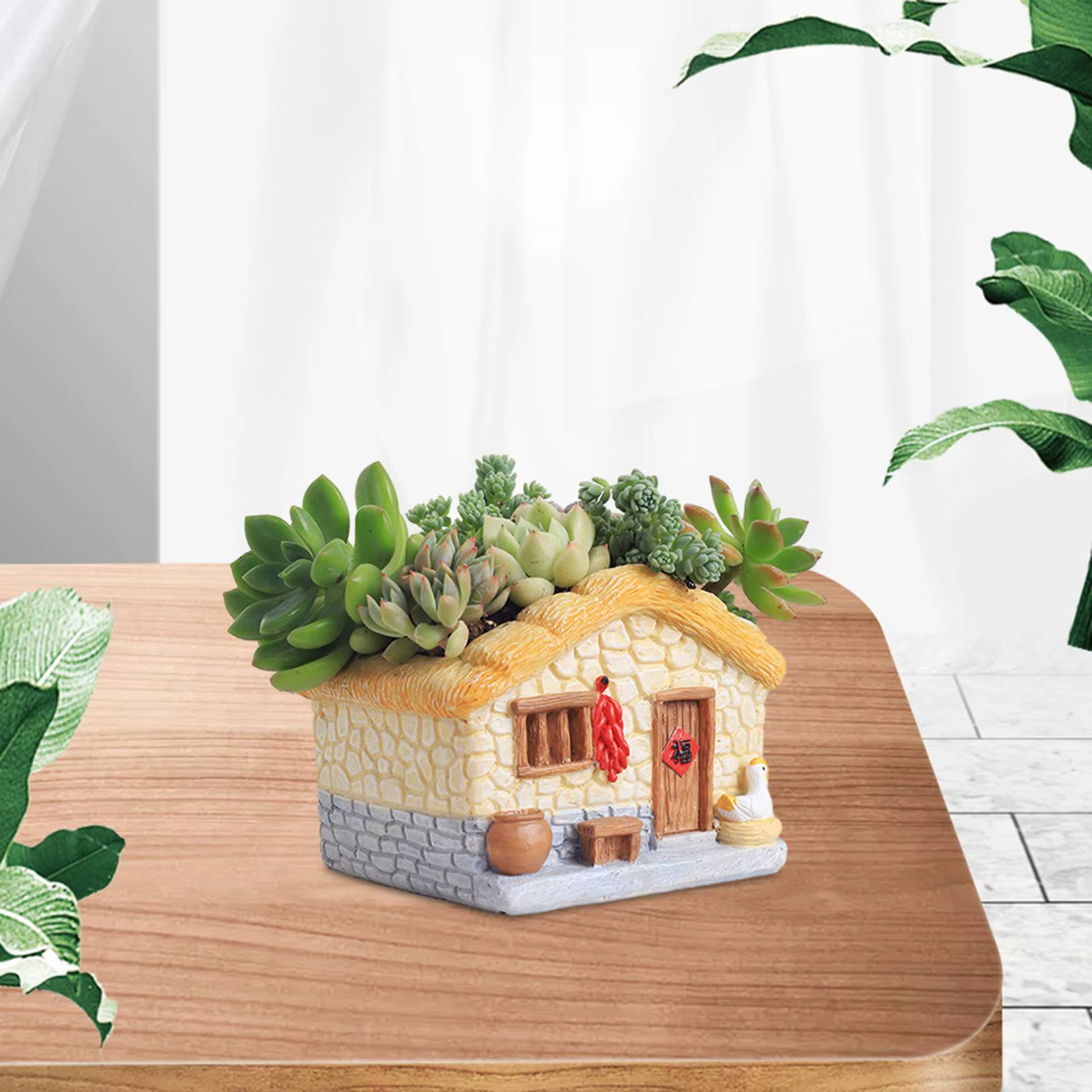 Pot de fleurs sculptural pour plantes d'intérieur et d'extérieur avec drainage