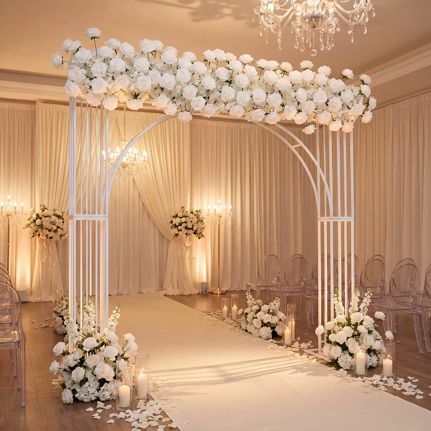 Uflower Rose blanche de luxe de 2 m pour arrangements de mariage