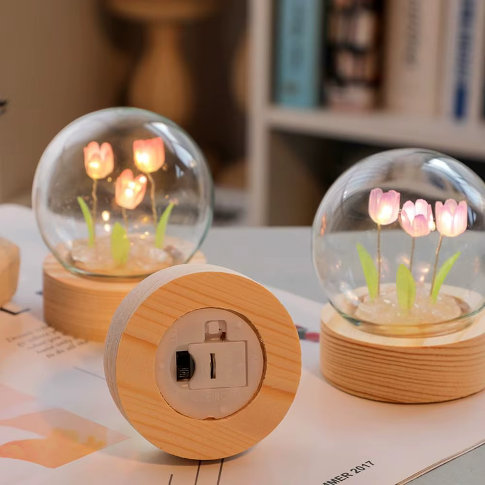 Tulipe veilleuse mignon lampe florale chambre décor saint valentin cadeau Lampara tulipanes petite amie bricolage matériel