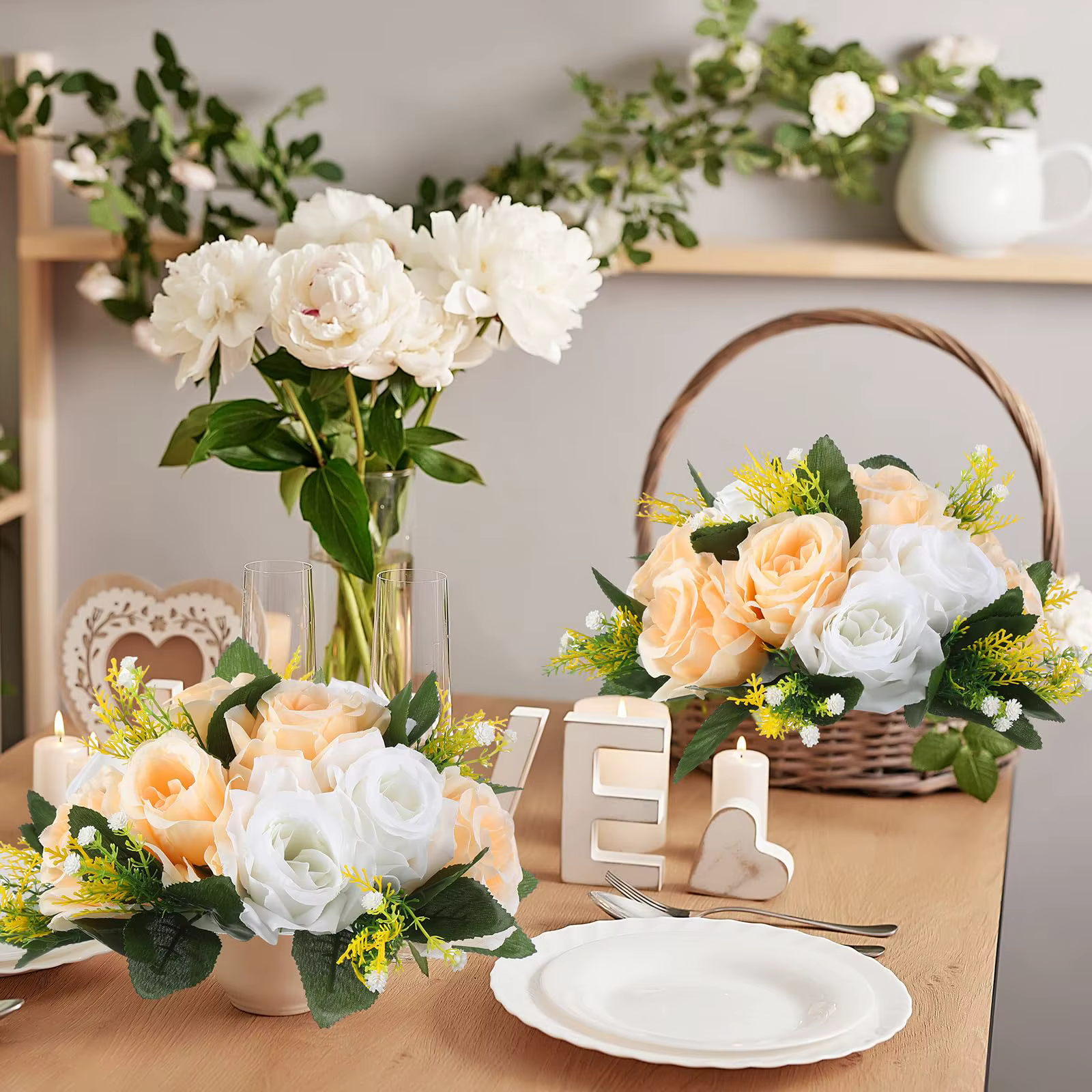 Uflower 6 pièces fleurs artificielles boule pièce maîtresse décorations de Table