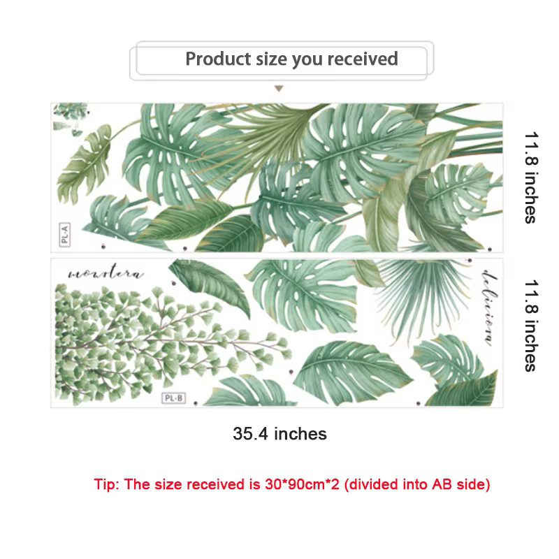 Autocollant mural plantes feuilles de Monstera tropicales