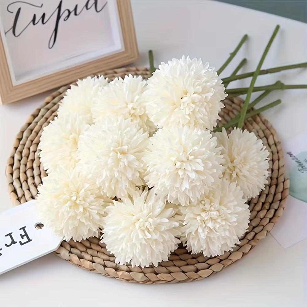 6 bouquets artificiels de boules de pissenlit et de chrysanthème – parfaits pour la maison