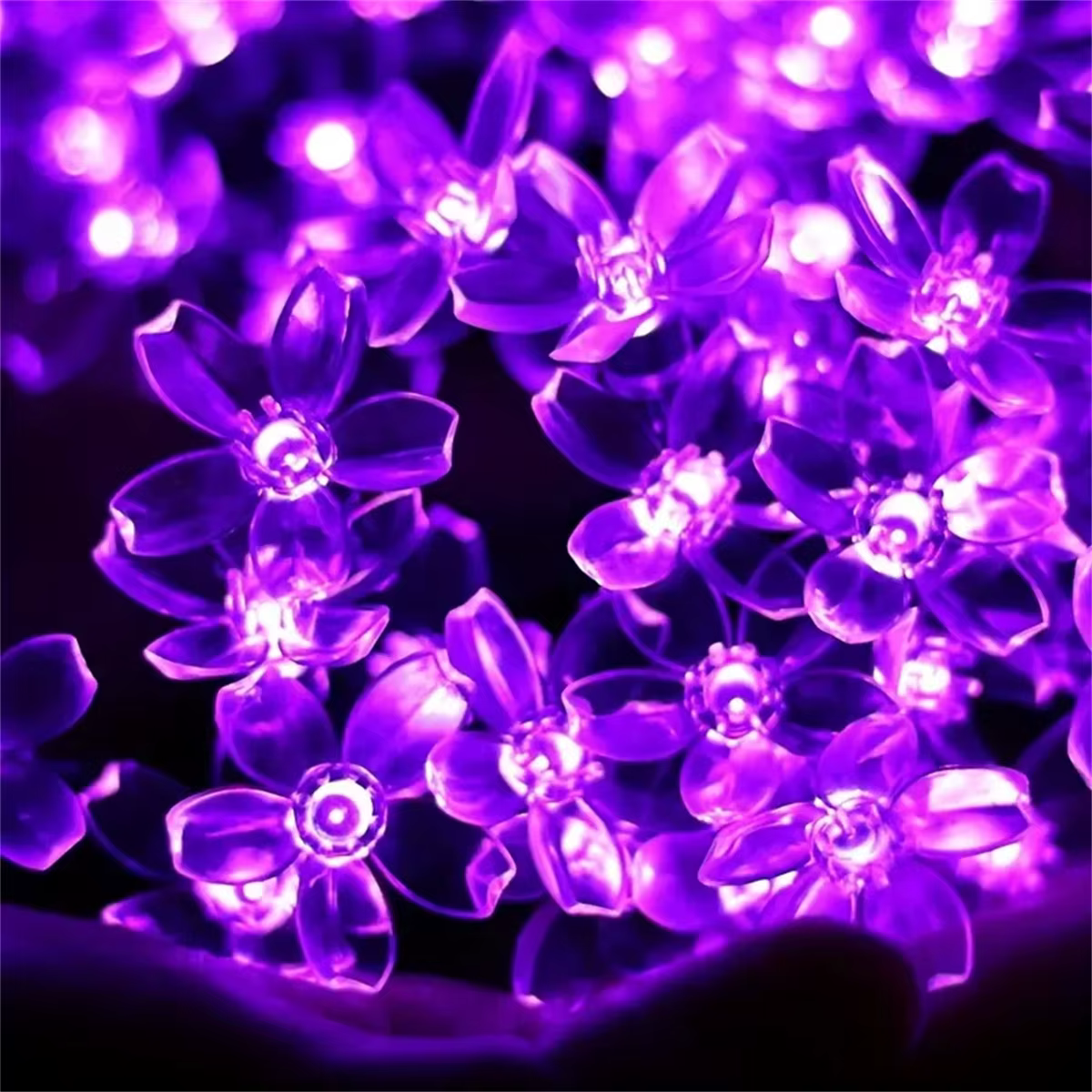 5/6.5/7/12M violet solaire fleur chaîne lumières fée LED