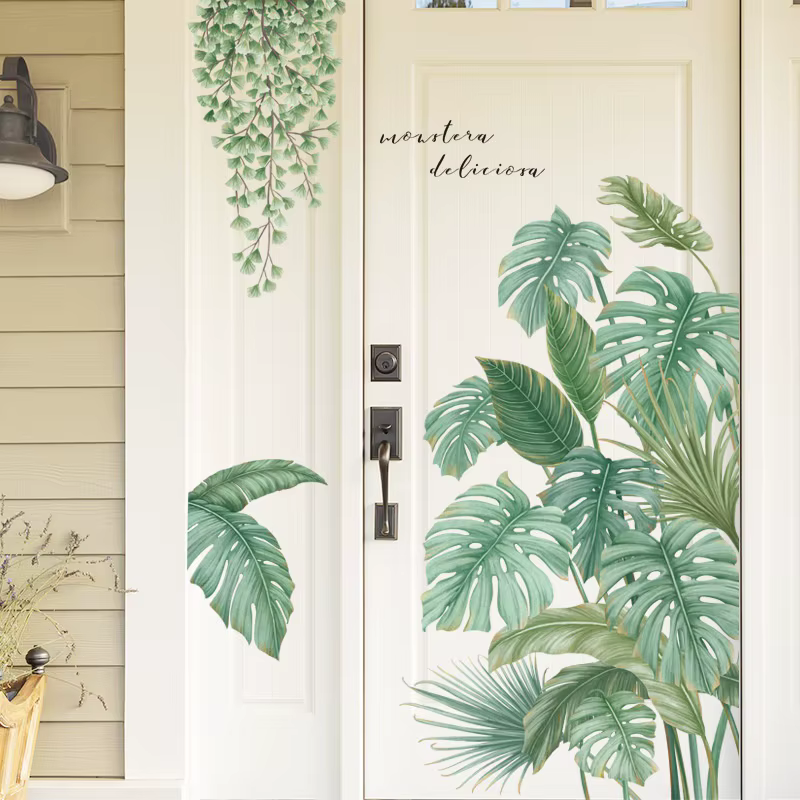 Autocollant mural plantes feuilles de Monstera tropicales