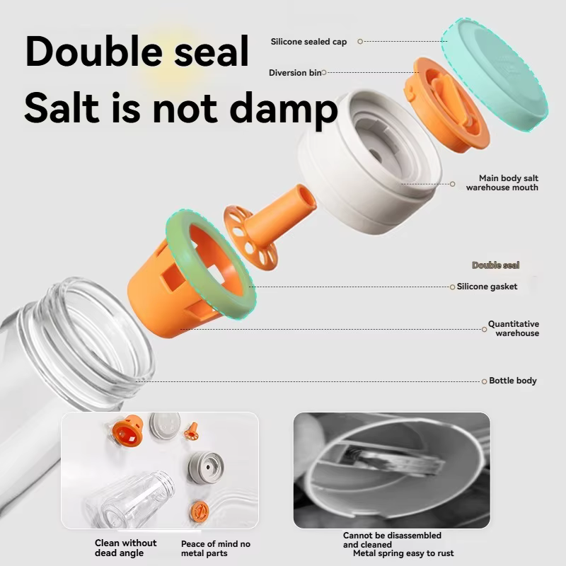 Distributeur de sel sans besoin de presse, réservoir de sel, bouteille de sucre en verre, Shaker, boîte d'assaisonnement de cuisine, récipient de sel résistant à l'humidité