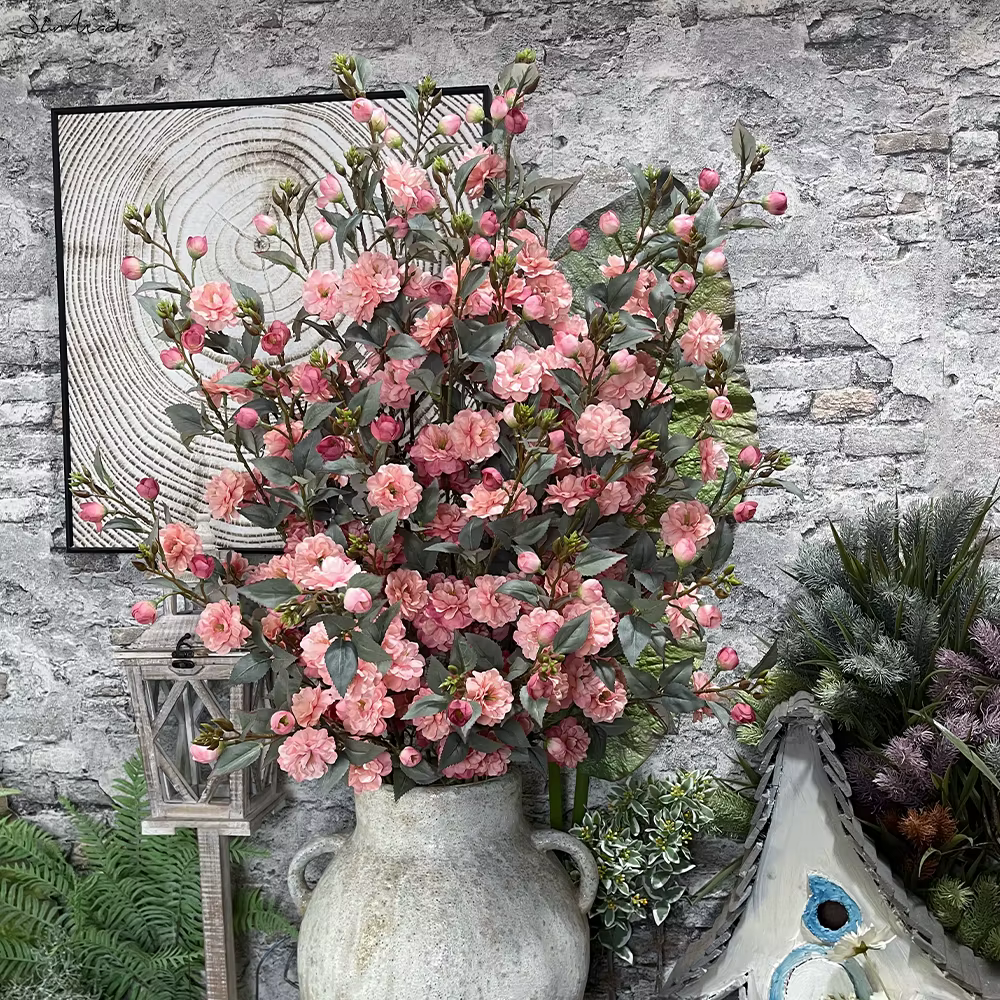 SunMade-Fleurs de camélia artificielles à longue branche