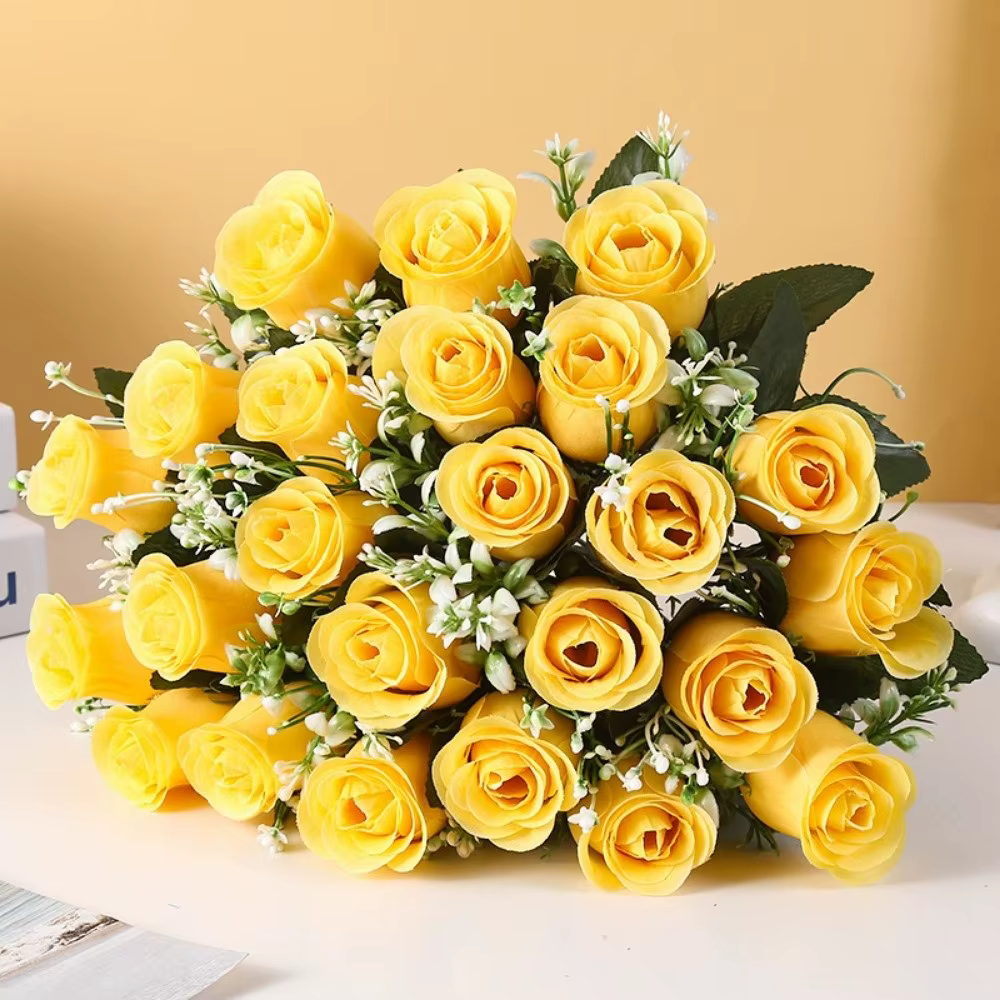 24 Têtes de Fleurs Artificielles Mini 7 Couleurs pour la Saint-Valentin