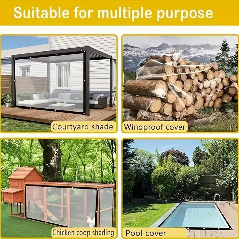 Bâche imperméable transparente en PE avec œillets pour jardin