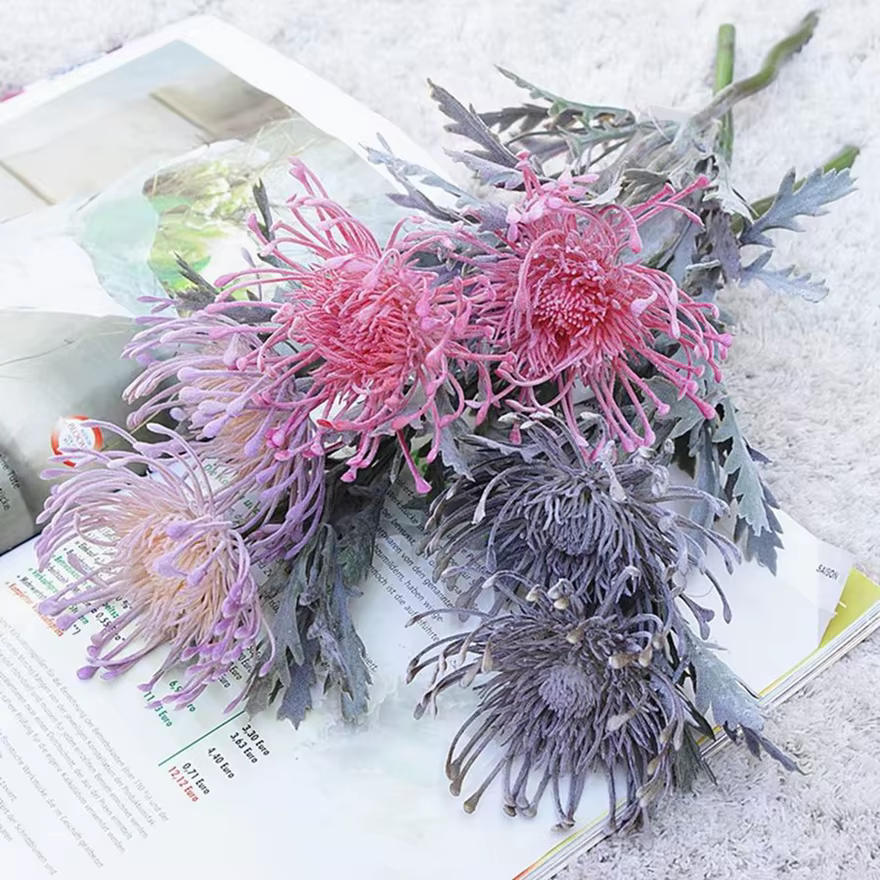 Fleurs artificielles branche courte griffe de crabe 2 fourchettes Pincushion Festival guirlande Vases maison pas cher décorations de mariage fausse plantation