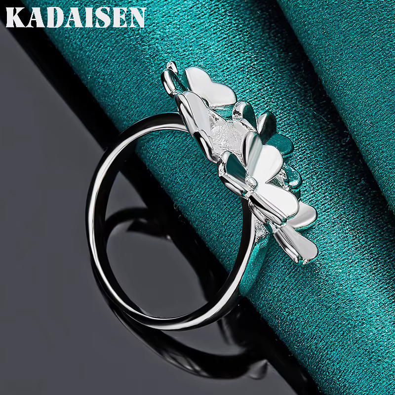 Argent sterling 925, cinq fleurs, 7-10 #   Bague pour femmes, bijoux de charme pour mariage, fiançailles, fête, à la mode