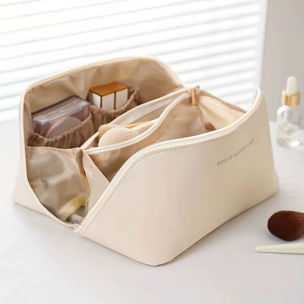 Trousse de maquillage de luxe pour femme, trousse de toilette, trousse de maquillage, boîte de rangement pour poudres, sac à cosmétiques avec fermeture éclair pour le voyage