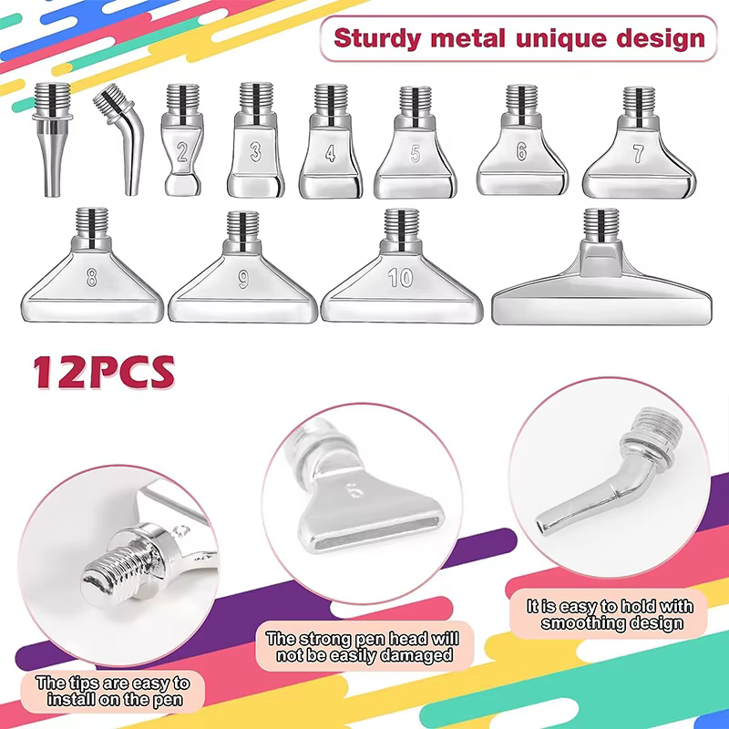 Kit d'accessoires pour stylo de peinture au diamant, 12 embouts métalliques filetés avec 6 pièces de cire à modeler, ensemble d'outils de dessin pour l'art et l'artisanat DIY