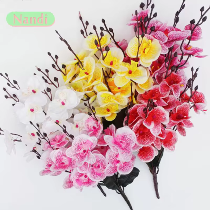 Fleur artificielle d'orchidée papillon à 5 fourchues