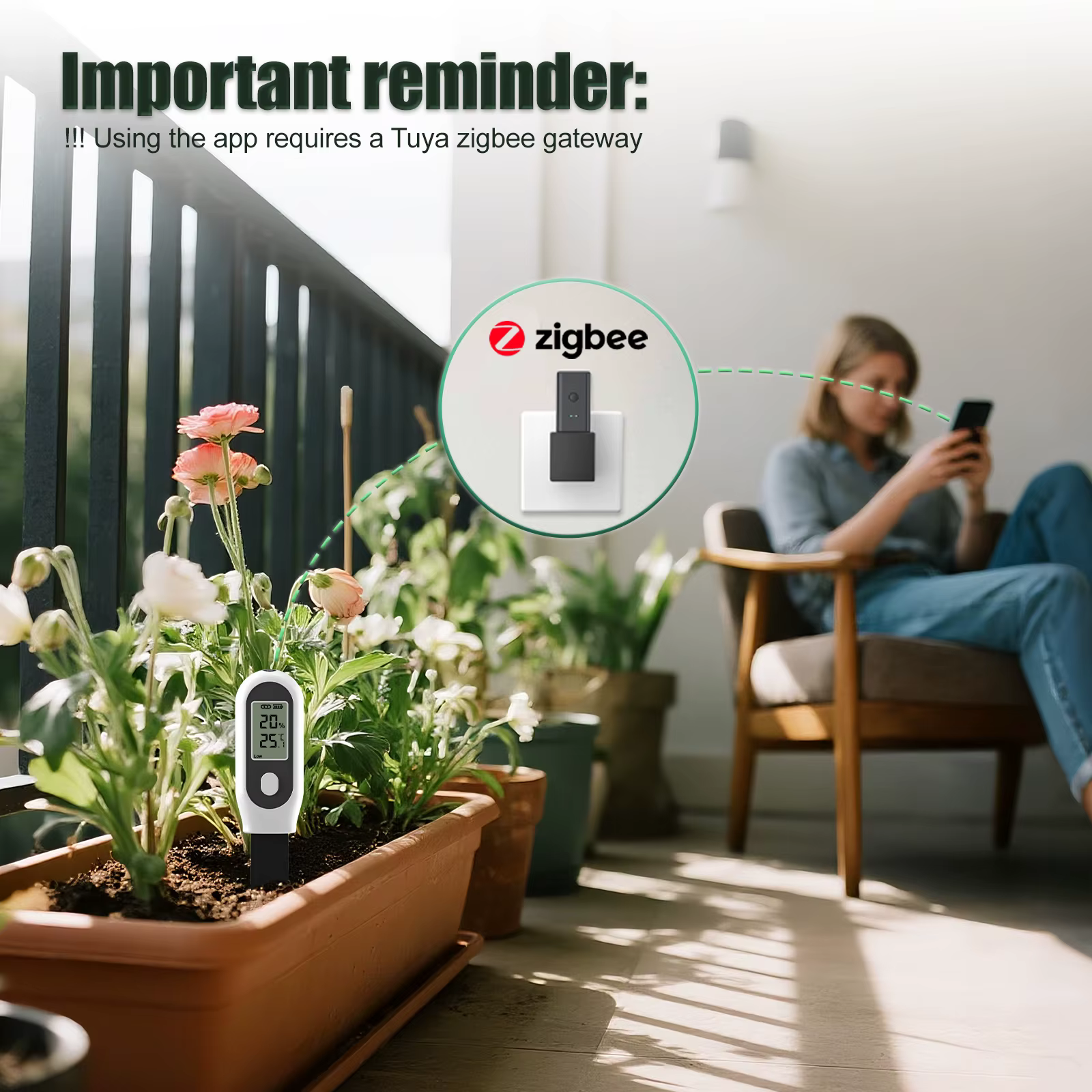 Capteur d'humidité du sol Tuya Zigbee 3 en 1