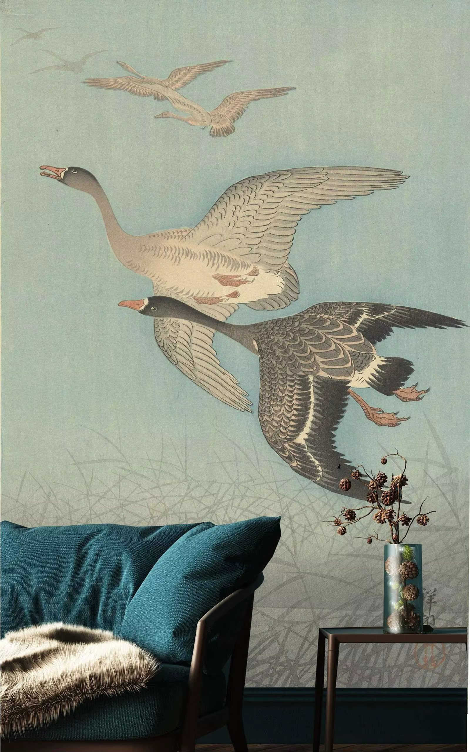 Papier peint régulier Vintage oiseaux volants
