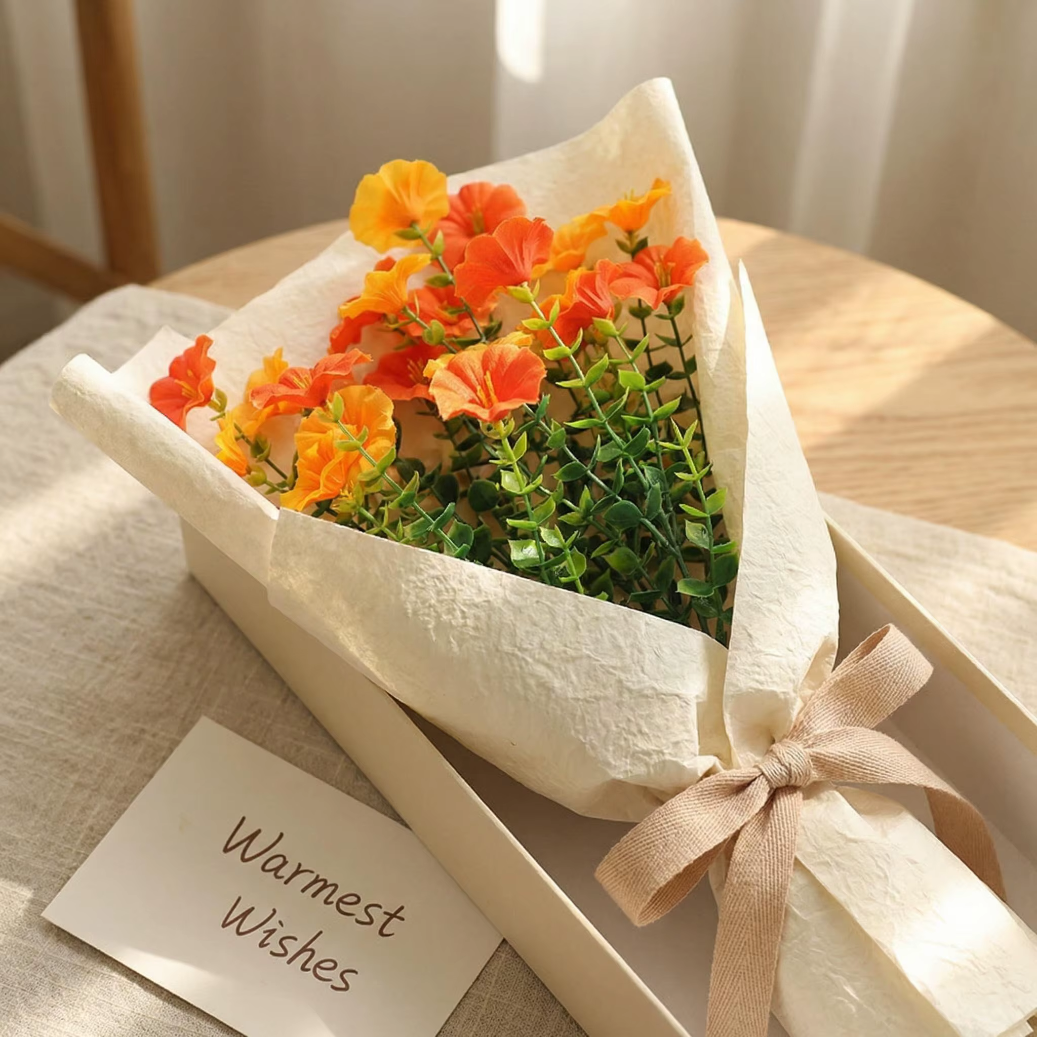 4 bouquets de fleurs d'eucalyptus artificielles brillantes