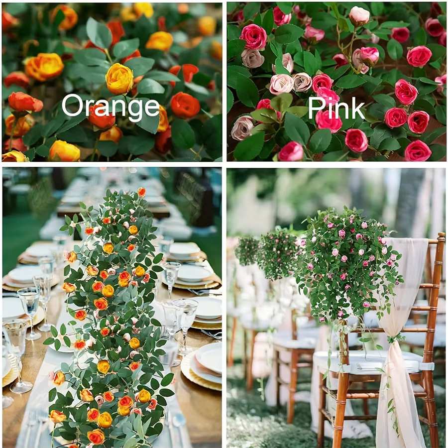 Guirlande de roses artificielles réalistes pour la maison