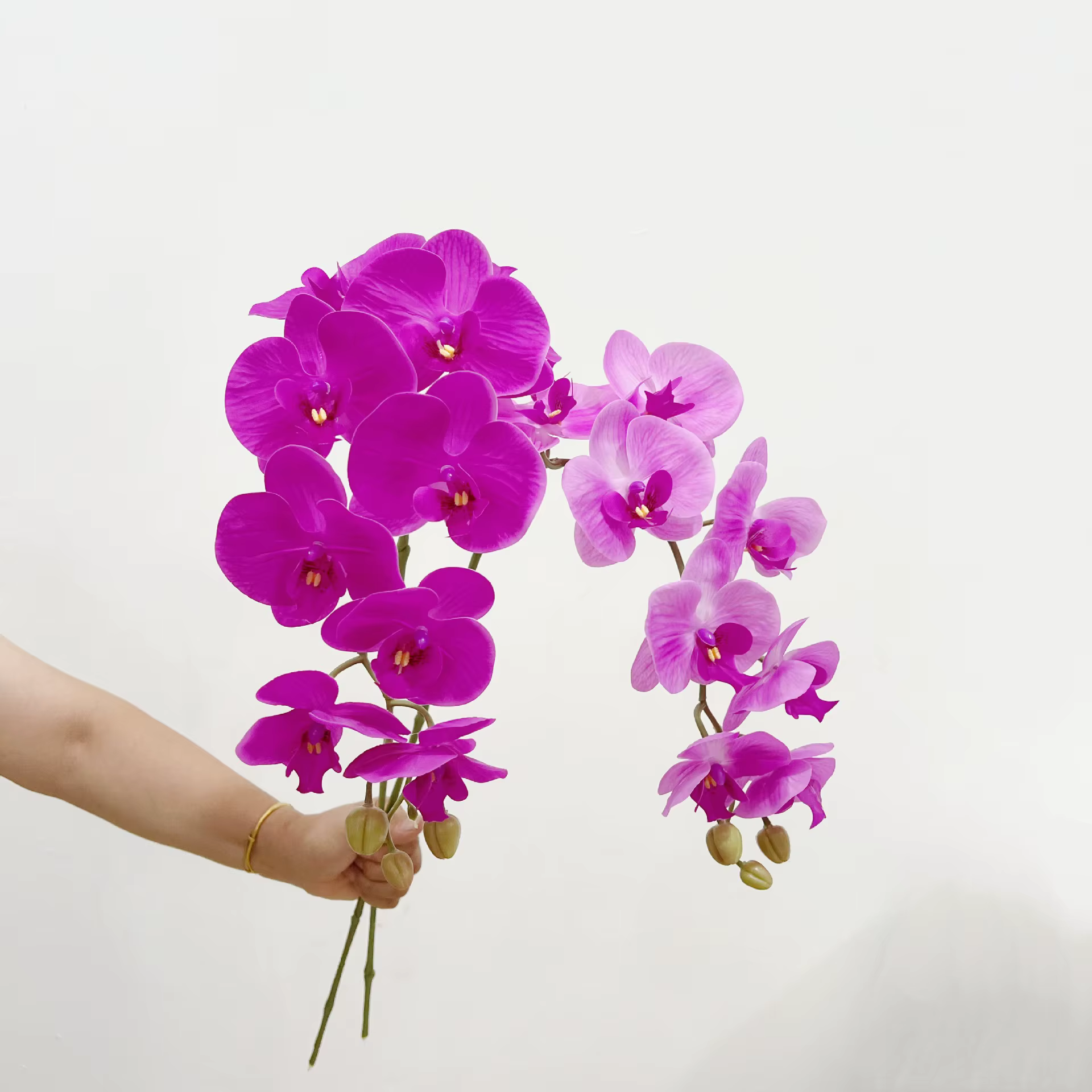 Lot de 2 orchidées papillon artificielles à 9 têtes