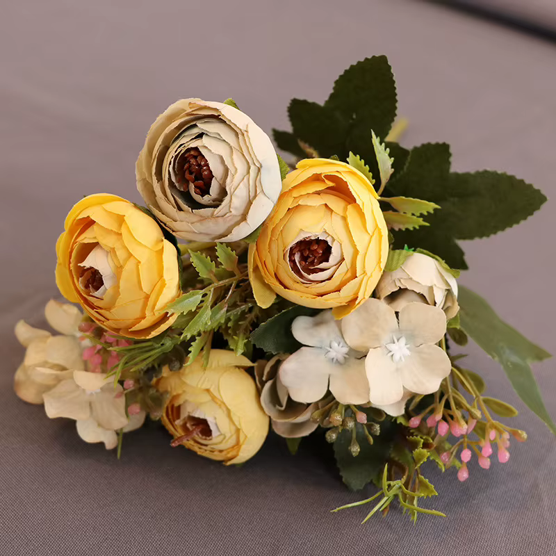 Fleurs artificielles vintages rose thé en soie