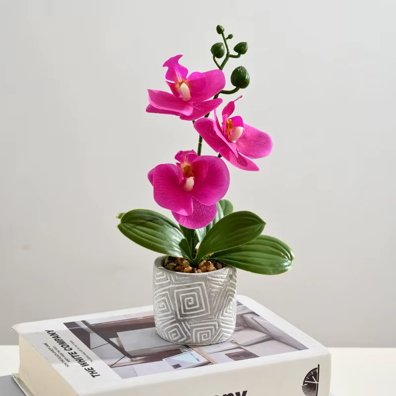 Créatif 3 fleurs et 3 feuilles Phalaenopsis bonsaï Simulation fleur