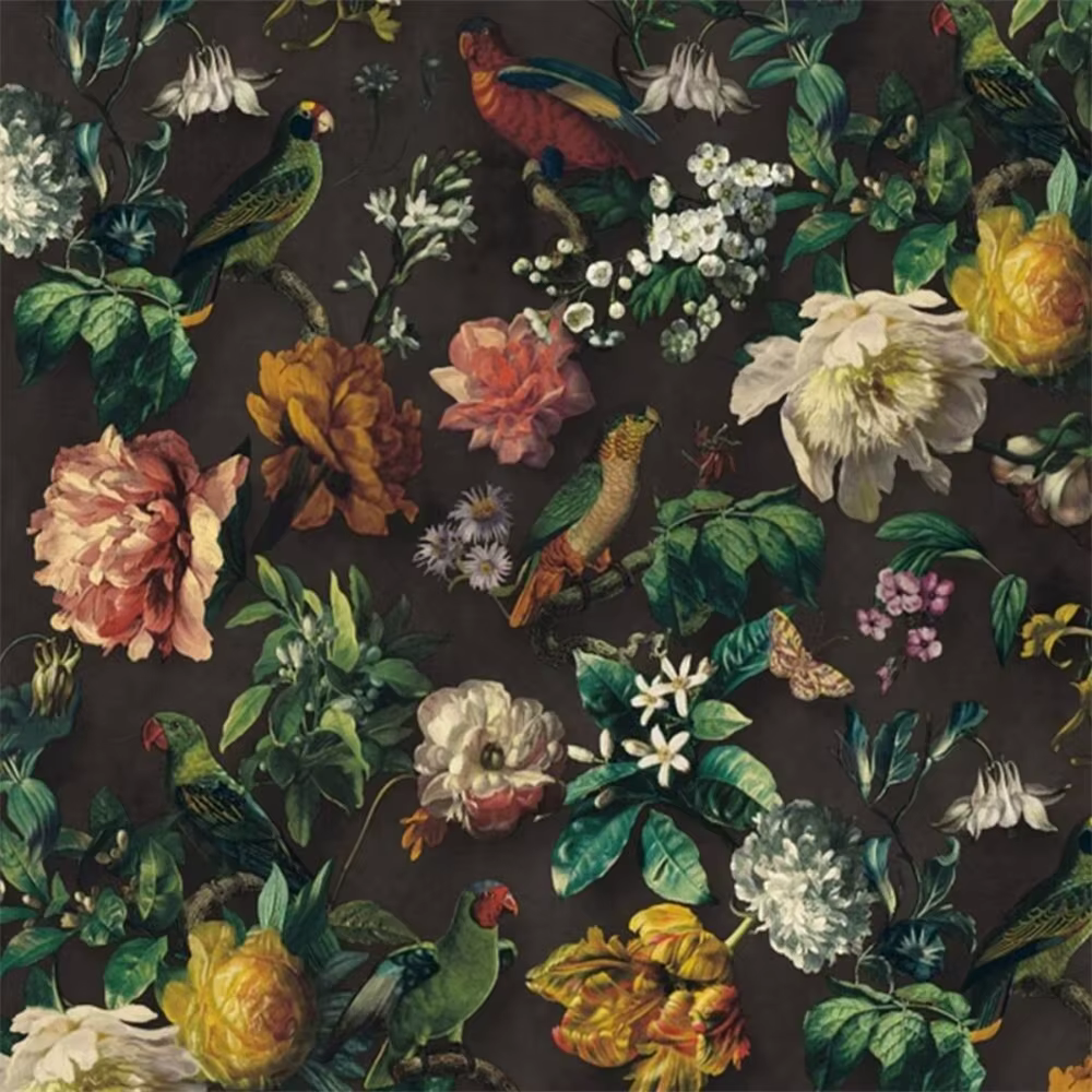 Papier peint personnalisé en forme d'oiseau et de fleur rurale